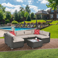 7 Piece Outdoor Patio Furniture Set, All Weather Rattan Patio Furniture Set with Glass Table and Ottoman, Wicker Patio Furniture Sectional Set for Garden Patio Balcony Porch Backyard, Dark Gray