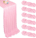 6 Pack Pink Valentine's Day Table Runner 10ft Boho Gauze Fabric Cheesecloth Table Runner 35 x 120 Inch Rustic Sheer Runner for Romantic Wedding Centerpiece Decor Baby Shower Party Table Decoration