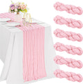 6 Pieces Pink Valentine's Day 10FT Cheesecloth Table Runner Boho Gauze Fabric Table Runner Rustic Sheer Runner for Wedding Birthday Baby Shower Party Boho Table Decoration