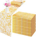 12 Pieces Gold Table Runner Metallic Thin Mesh Table Runner Roll 11 x 84 Inches Rectangle Glitter Runner for Wedding Baby Shower Birthday