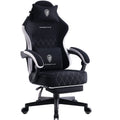 ?Dowinx Fabric Gaming Chair with Pocket Spring Cushion High Back Ergonomic Office Chair, Adjustable Footrest & Lumbar Support, 300lbs Capacity, Black