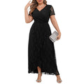 a.Jesdani Women's Plus Size Formal Dresses Lace V Neck Ruffles Sleeves Wedding Guest Dresses L 4X