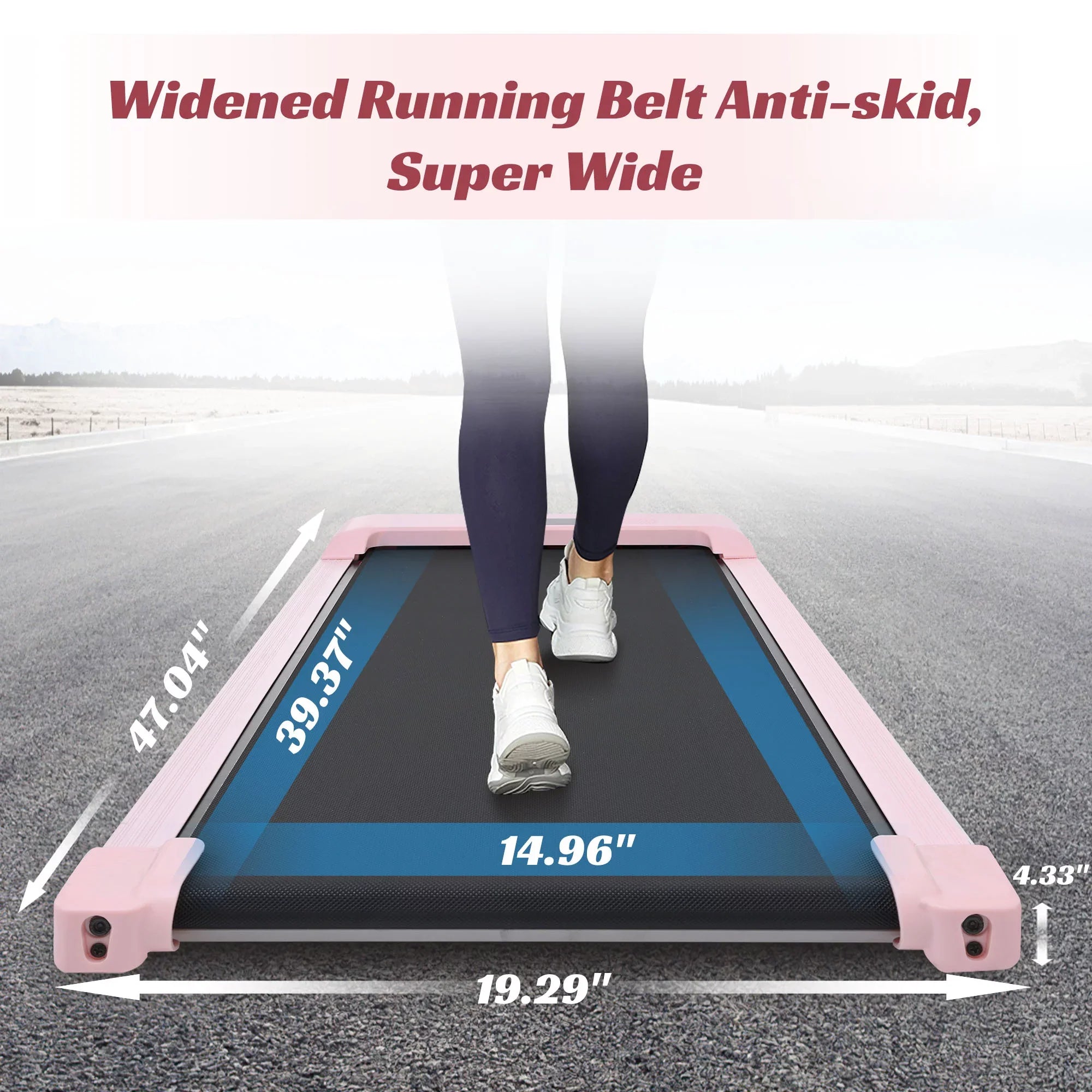 2 in 1 Under Desk Electric Treadmill 2.5HP, with Bluetooth APP and speaker, Remote Control, Display, Walking Jogging Running Machine Fitness Equipment for Home Gym Office, Pink